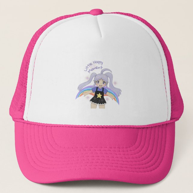 Casquette Fille Heureuse Illustration Dessinée à la Main – P (Devant)