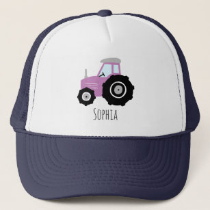 Casquette Filles mignonne pourpre tracteur de ferme et nom E