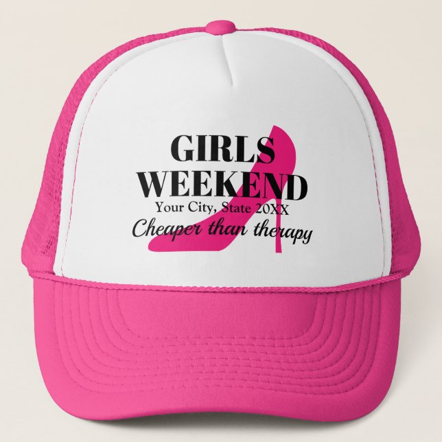 Casquette Filles week-end rose stiletto bachelorette (Devant)