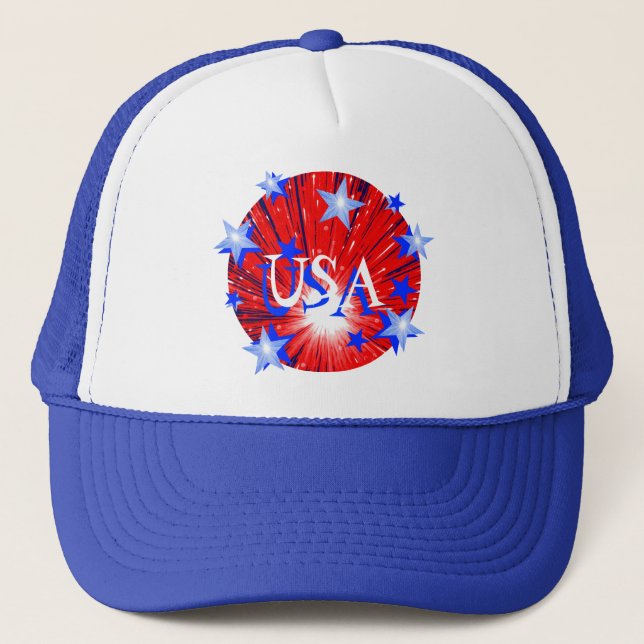 Casquette Firework Rouge Blanc Bleu 'USA' (Devant)