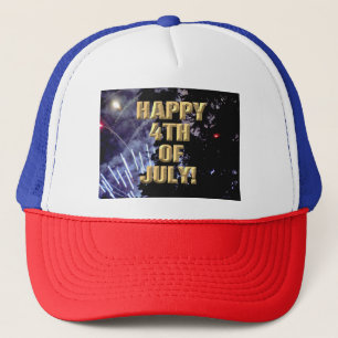 Casquette Fireworks 1 4 juillet chapeau de camionneur rouge 
