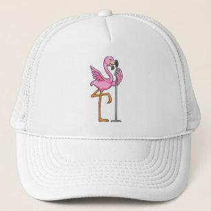 Casquette Flamant rose à Chanter avec microphone