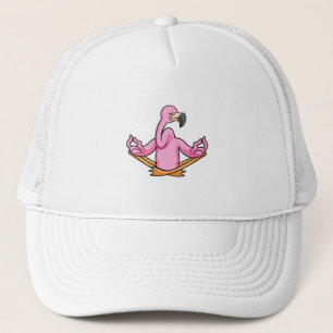 Casquette Flamant rose à Yoga en Jambes croisées