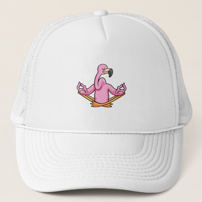 Casquette Flamant rose à Yoga en Jambes croisées (Devant)
