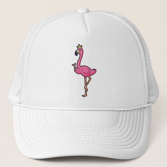 Casquette Flamant rose comme roi avec la Couronne et le pers (Devant)