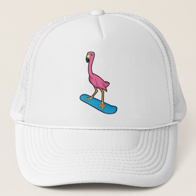Casquette Flamant rose en Snowboard avec Snowbaord (Devant)