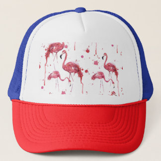 Casquette Flamant rose motif aquarelle, design dynamique.