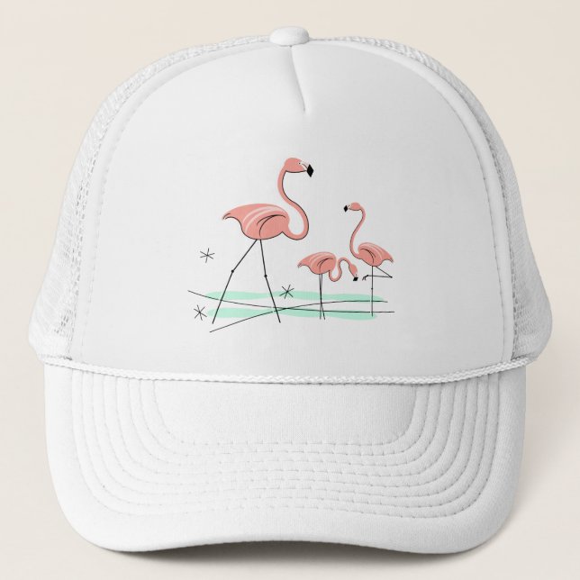 Casquette Flamant rose Ocean Trio 2 groupe camionneur chapea (Devant)