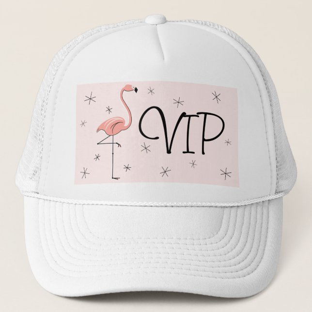 Casquette Flamant rose rose 'VIP' Trucker chapeau rose (Devant)