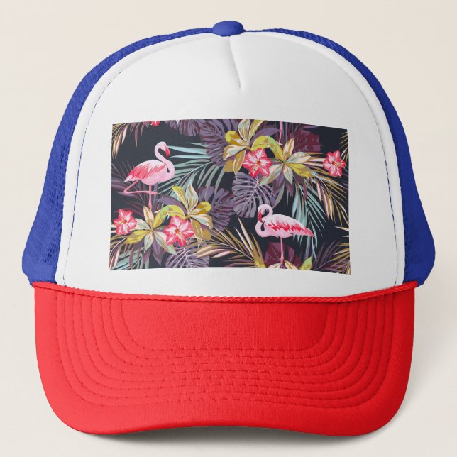 Casquette Flamant rose Tropical : Motif sans couture d'été (Devant)