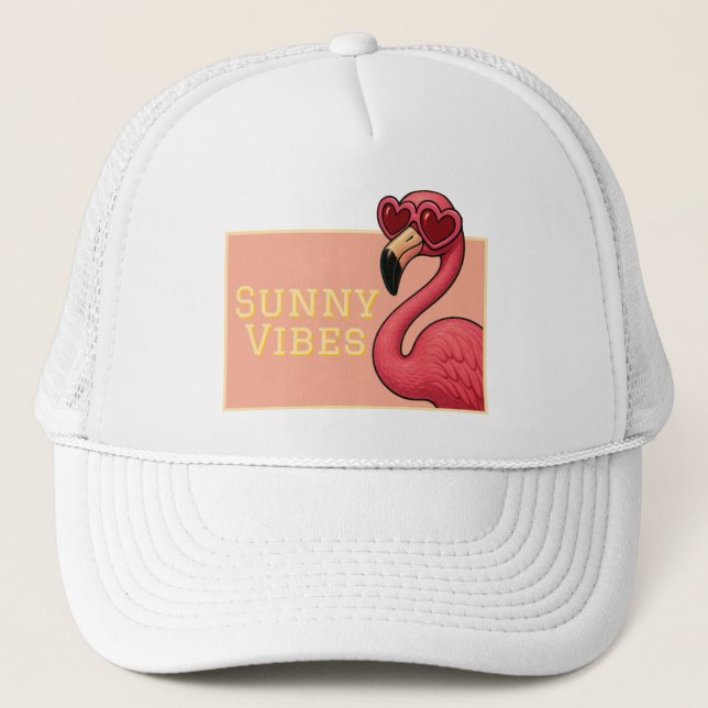 Casquette Flamant Rose Vibes Ensoleillées (Devant)