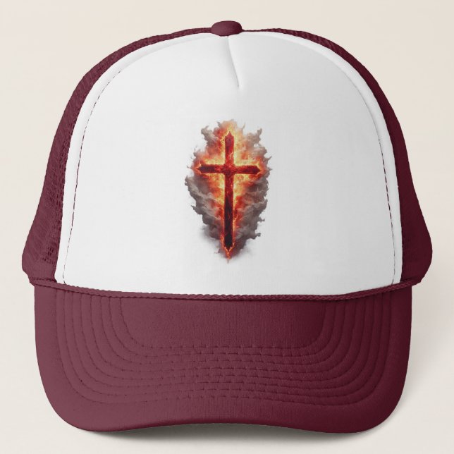 Casquette  Flaming Christian Cross Trucker Hat (Devant)