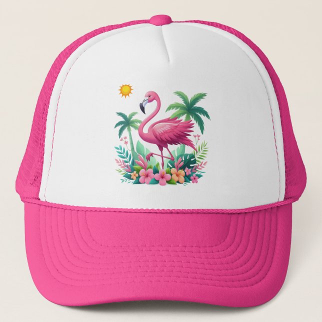 Casquette Flamingo rose tropicale/Floride (Devant)
