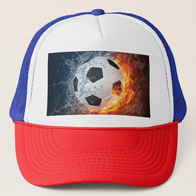 Casquette Flamme Football/Balle de Football Jeu d'oreiller (Devant)