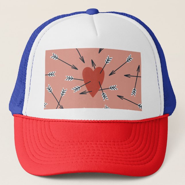 Casquette Flèches de coeur faites main. (Devant)