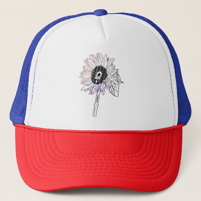 Casquette Fleur Arc-en-ciel Art Funky (Devant)