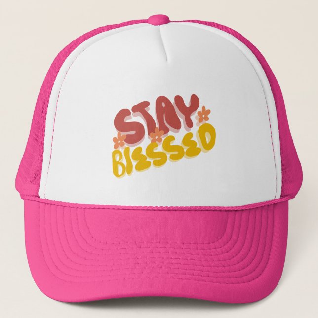Casquette Fleur de lettrage à la main Groovy Blessed  (Devant)