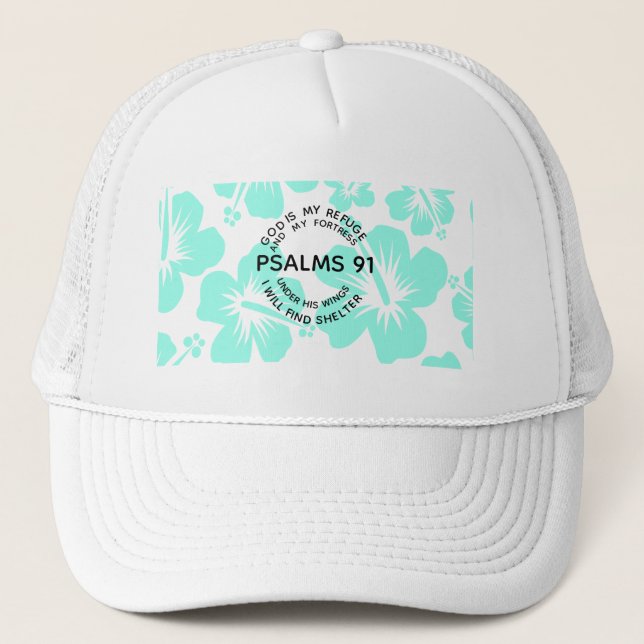 Casquette Fleur de psaume 91 à la menthe  (Devant)
