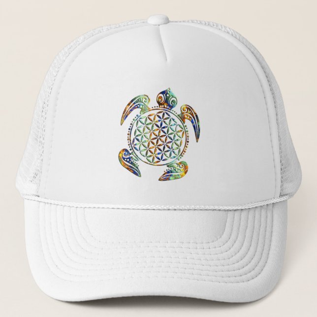 Casquette Fleur de vie / Blume des Lebens - couleur tortue (Devant)