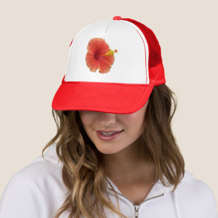 Casquette Fleur d'Hibiscus Orange Florale Tropicale