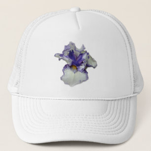 Casquette Fleur Iris à fond bleu et blanc