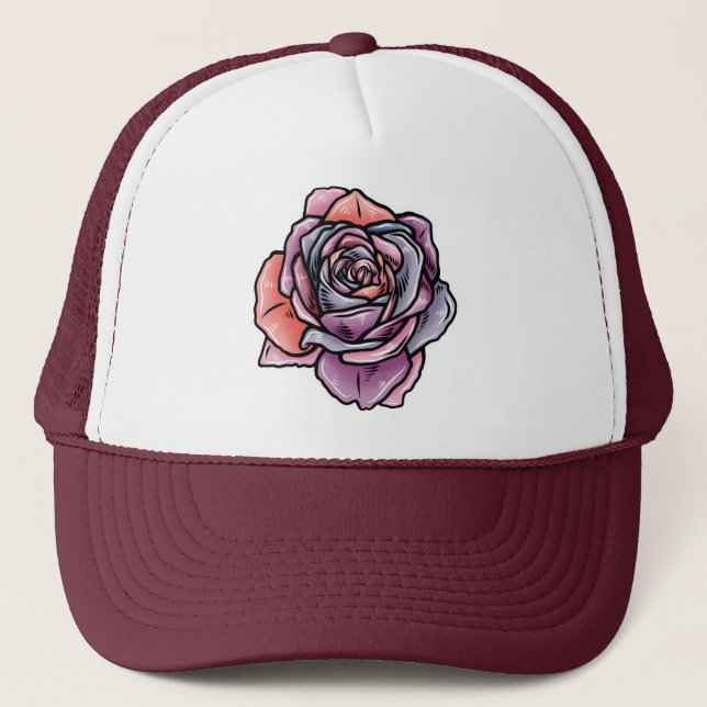 Casquette Fleur Rose coloré (Devant)