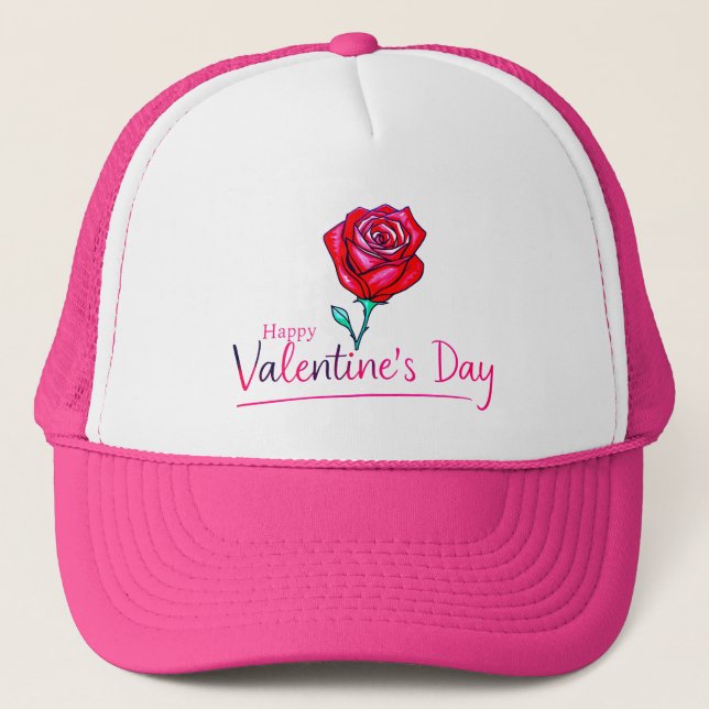 Casquette Fleur rose Saint-Valentin (Devant)