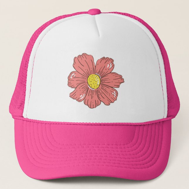 Casquette Fleur rouge (Devant)