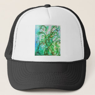 Casquette FLEURS BLANCHES vert vif bleu jaune