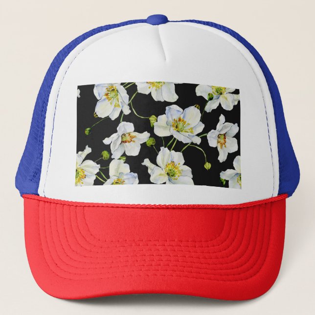 Casquette Fleurs chamomiles : Motif d'illustration aquarelle (Devant)
