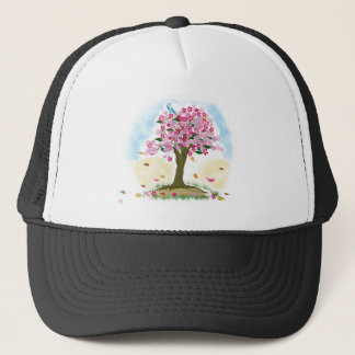Casquette fleurs de cerisier et oiseau bleu