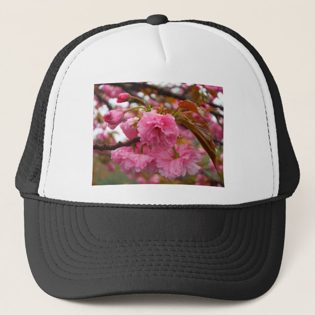 Casquette Fleurs de fleurs de cerisier rose chaud (Devant)