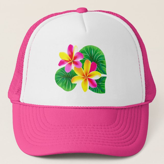 Casquette Fleurs de la Plumeria tropicale (Devant)
