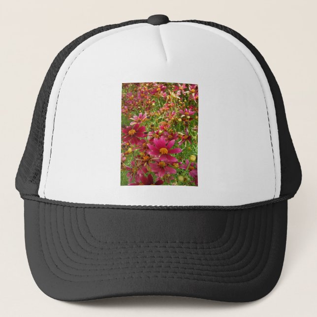 Casquette Fleurs de marguerite rose et jaune brillantes (Devant)