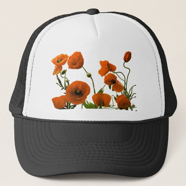 Casquette Fleurs de pavot orange Aquarelle Motifs floraux (Devant)