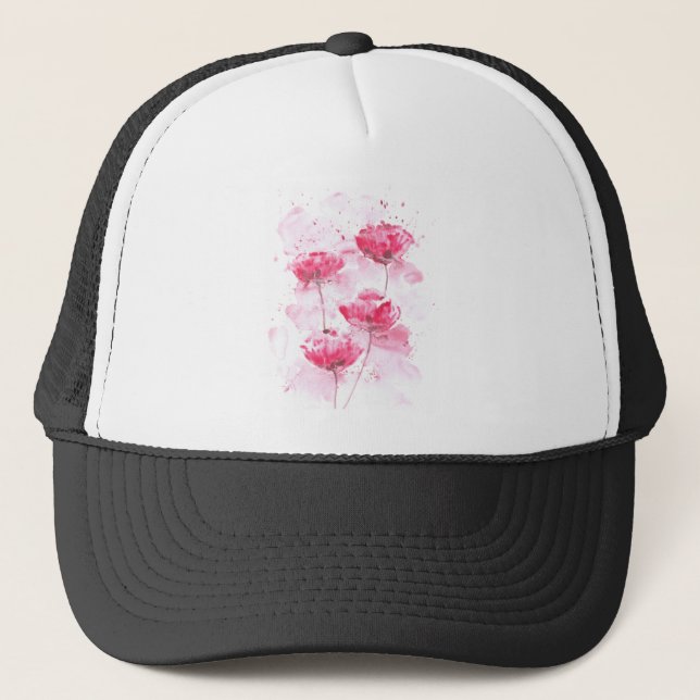 Casquette Fleurs de pavot rouge (Devant)