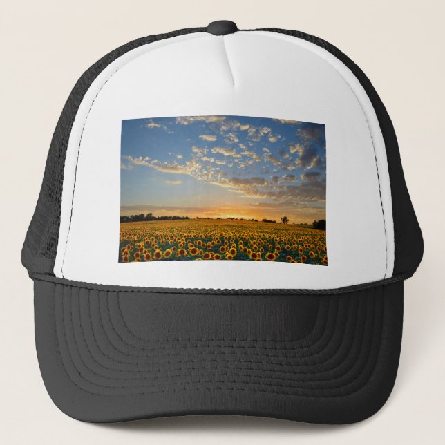 Casquette Fleurs de soleil au coucher du soleil (Devant)