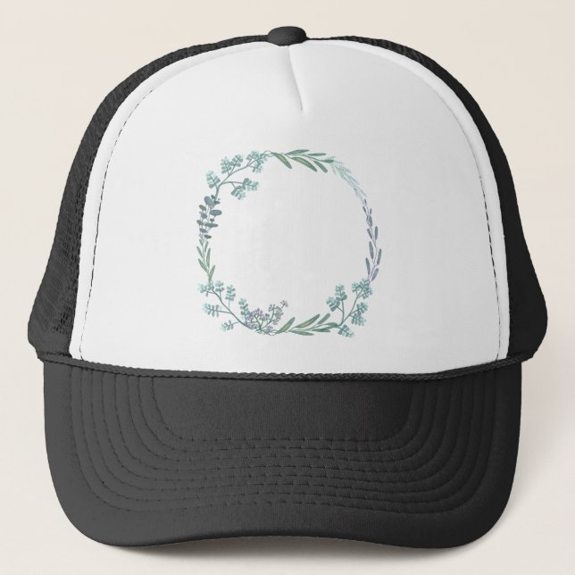 Casquette Fleurs feuilles Cadre Wreath Eau de couleur Cercle (Devant)
