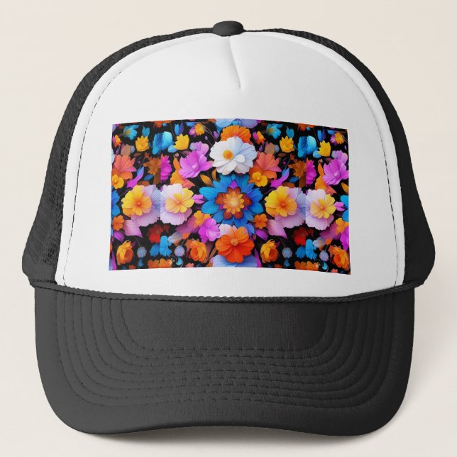 Casquette Fleurs multicolores Motif-68577 (Devant)