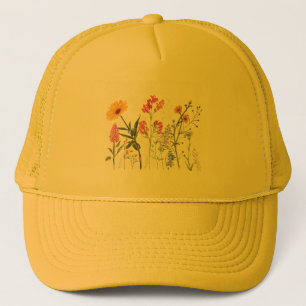 Casquette Fleurs sauvages, floral pastel botanique vintage 