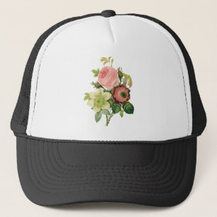 Casquette Fleurs Vintage, Anémones Roses Clematis par Redout