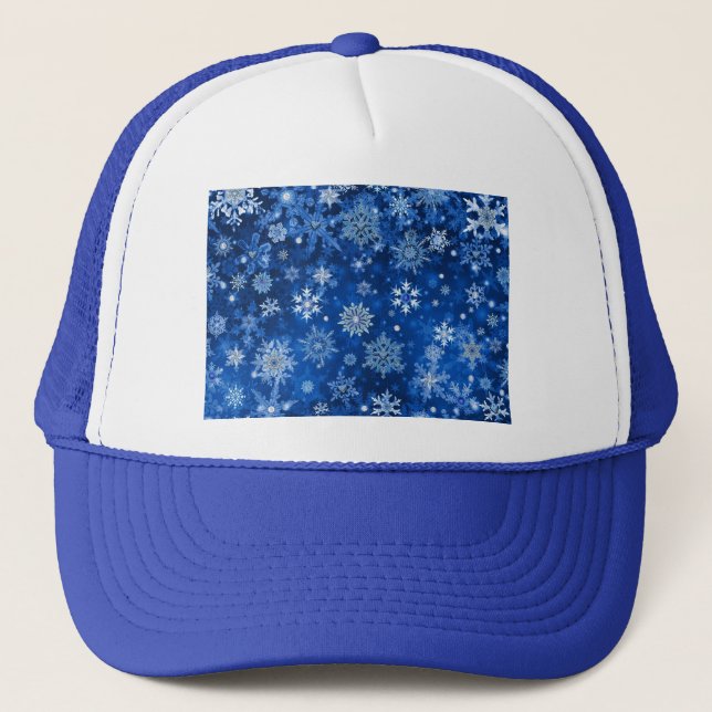 Casquette Flocons de Noël Bleus et Argent (Devant)