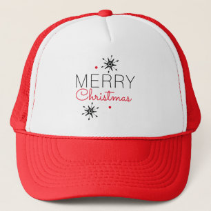 Casquette Flocons de Noël Noir et Rouge