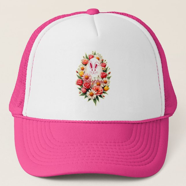 Casquette Floral Bunny – Spring Easter Illustration - boné (Devant)