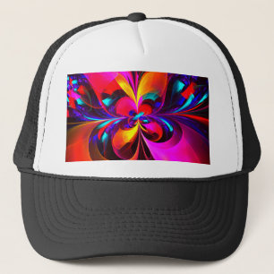 Casquette Floral moderne Art Abstrait Rouge Bleu Motif #07