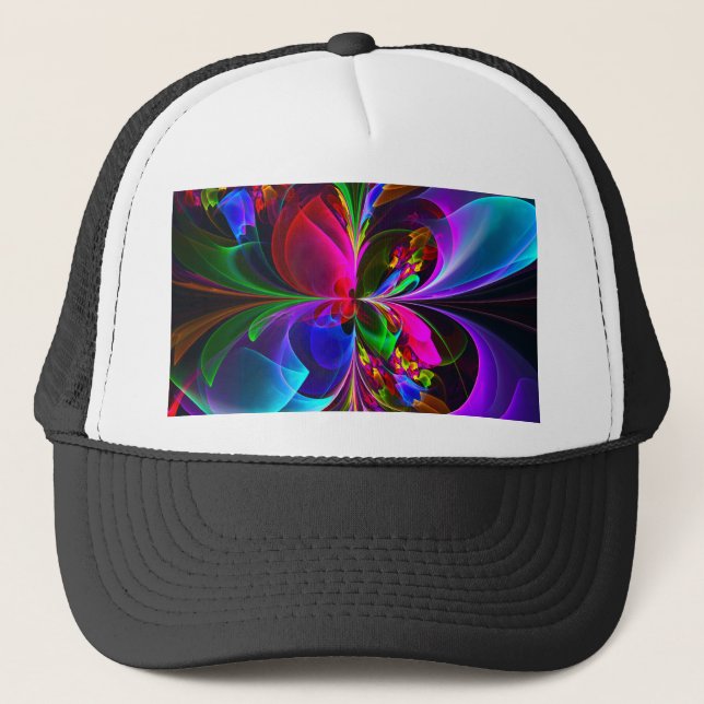 Casquette Floral moderne Art Abstrait Rouge Bleu Motif #12 (Devant)