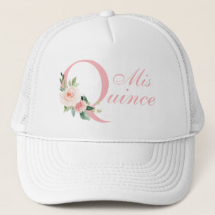 Casquette Floral rose pâle Mis Quince Quinceanera