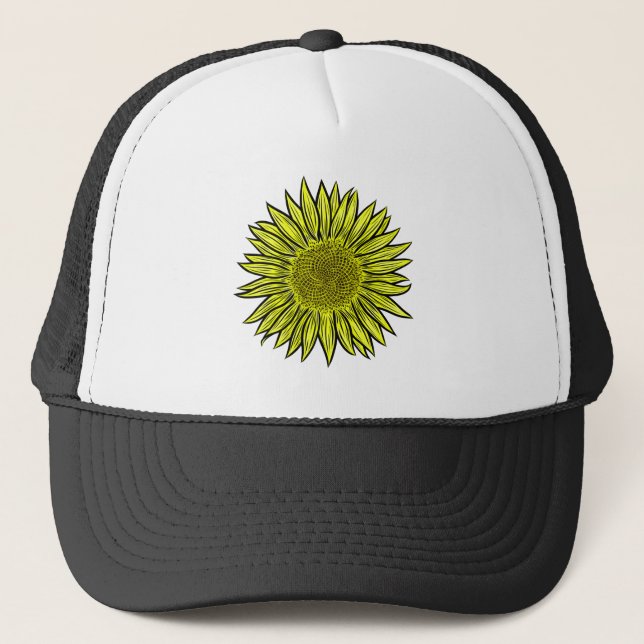 Casquette Flore Rustique Tournesol Jaune Main tirée (Devant)