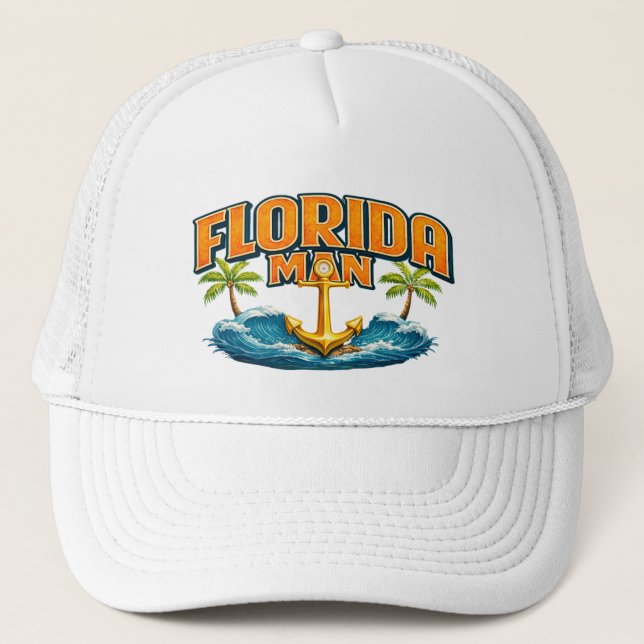 Casquette Florida Man | Funny Graphic Nautical Fishing Beach (Devant)