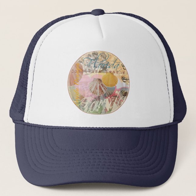 Casquette Floride Vintage Travel Beach Seashell Shell Art (Devant)